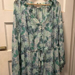 LOFT Floral Maxi Dress in Blue and Green
